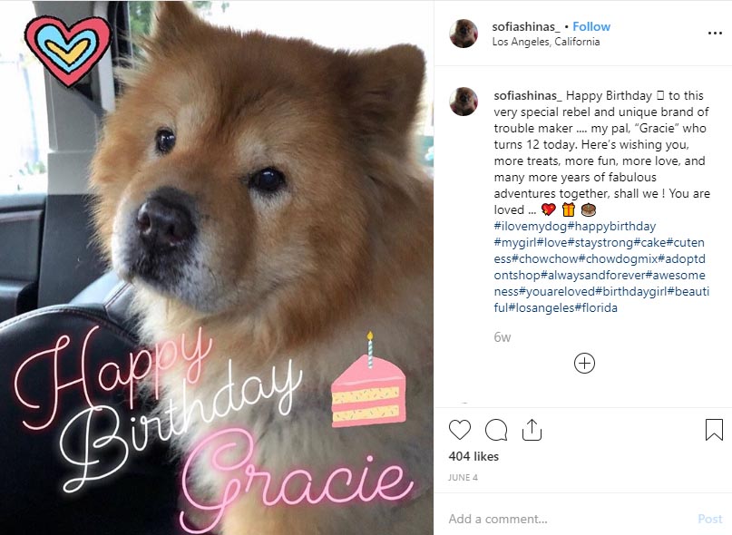 Sofia Shinas wishing Gracie 'Happy Birthday'.